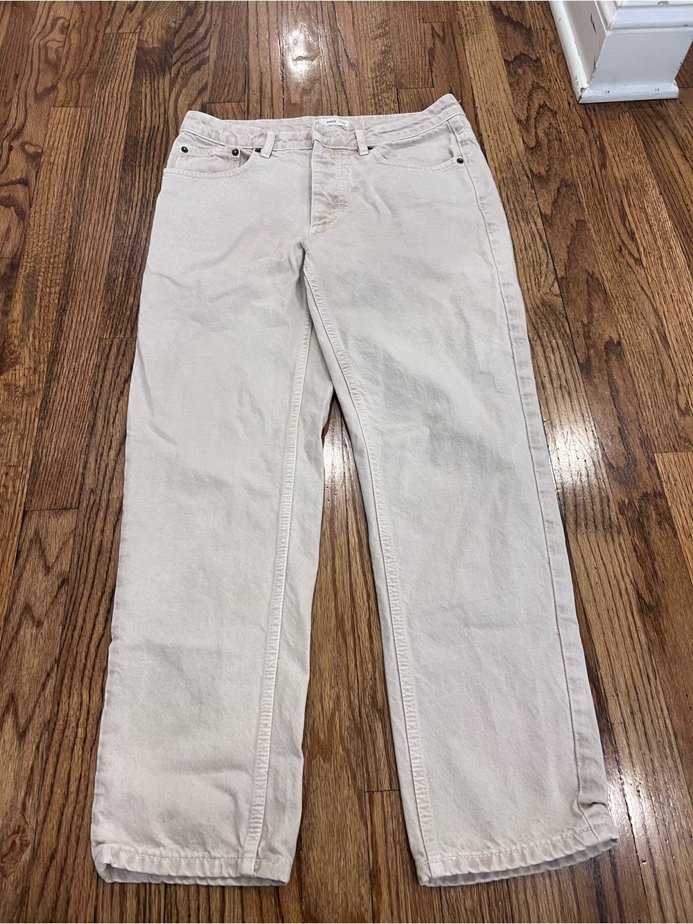 MANGO Men's Jeans Straight Fit Khaki Beige Medium Inseam 27.5